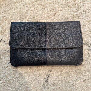 Cuyana System Flap Bag (Color Block Navy/ Storm, Pebbled, Gold)